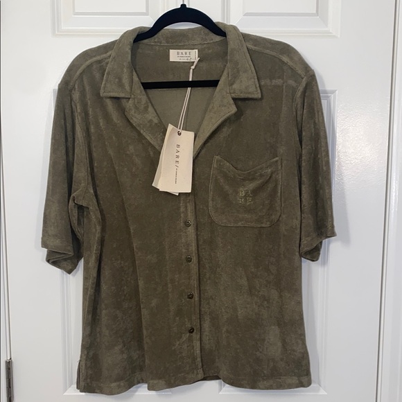 Charlie Holiday Green Terry Toweling Shirt NWT size XL - Picture 1 of 7